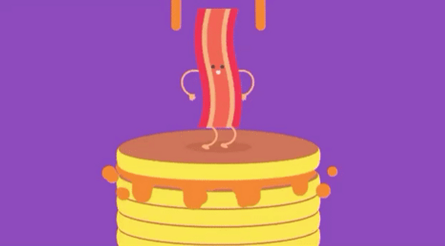 Creative Cartoon Pancakes Cute Bacon Syrup GIF