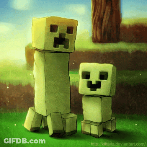 Creeper And Baby Creeper GIF