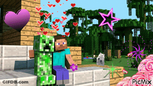 Creeper And Steve Minecraft GIF