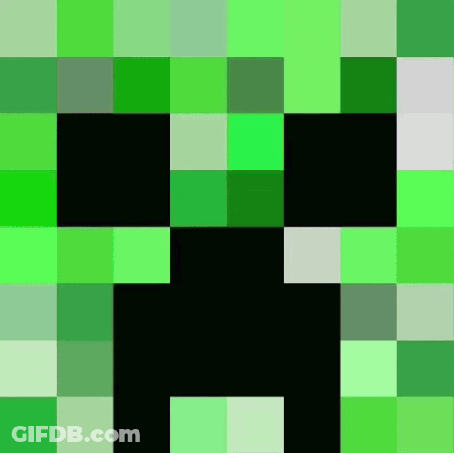Creeper Face Close Up Green Black Squares GIF