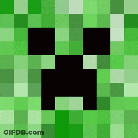 Creeper Face On Green And White Checkered GIF