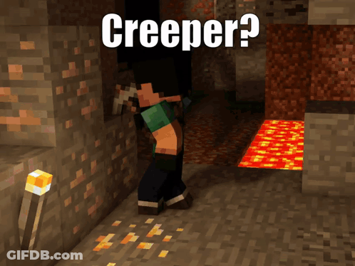 Creeper Standing In Cave Minecraft GIF