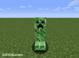 Creeper Standing In Minecraft Grass GIF