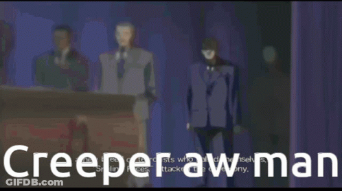Creeperawman On Black Background With Man Face GIF