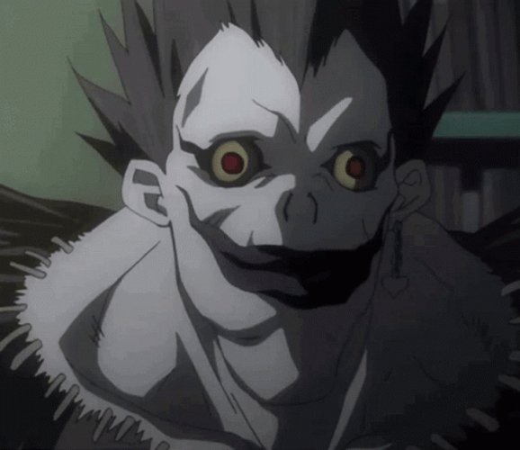 Creepy Anime Death Note Ryuk Chewing GIF