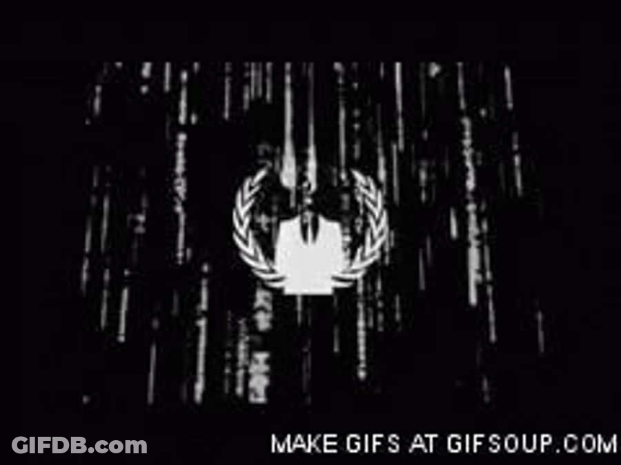 Creepy Anonymous Hacker Black And White Logo GIF