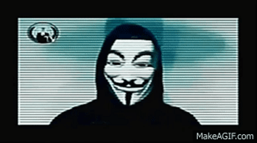 Creepy Anonymous Hacker Cyberattack Smile Glitch GIF