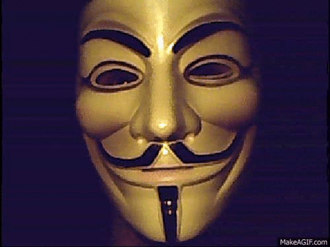 Creepy Anonymous Hacker Golden Mask Reveal GIF