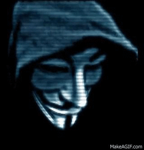 Creepy Anonymous Hacker Logo Cyberattack Glitch GIF