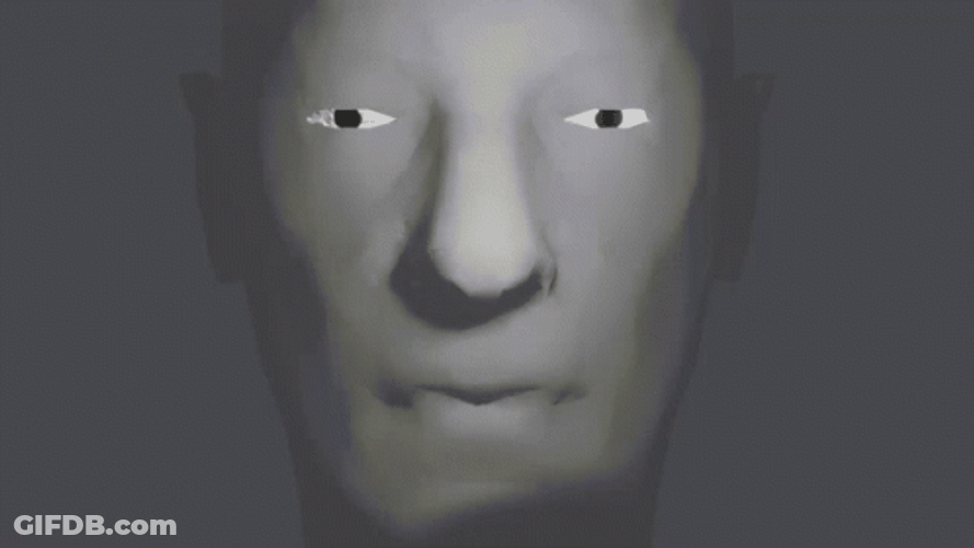 Creepy Blenderman Blink Scary Face GIF