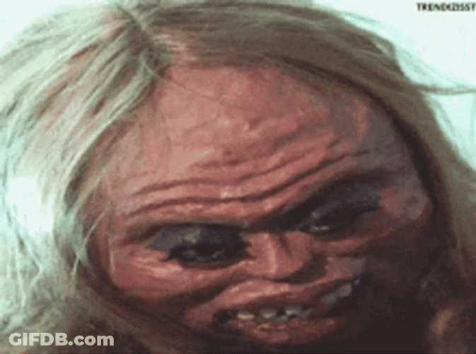 Creepy Blonde Girl Scary Face GIF