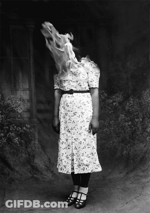 Creepy Burning Lady GIF