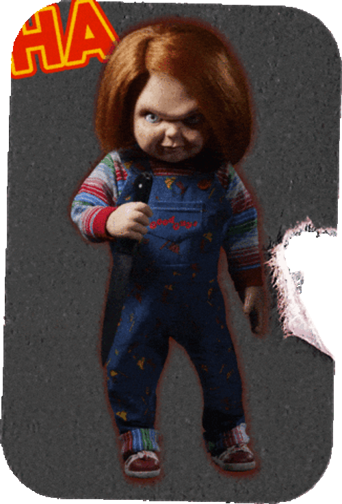 Creepy Chucky Knife Haha GIF