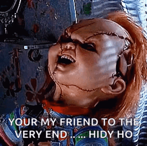 Creepy Chucky Laugh Friend GIF