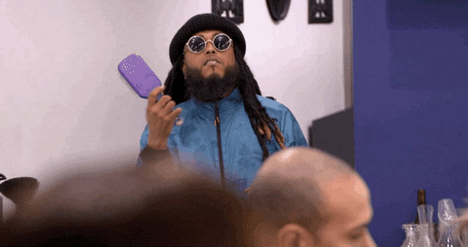 Creepy Guy Brushing His Mustache GIF