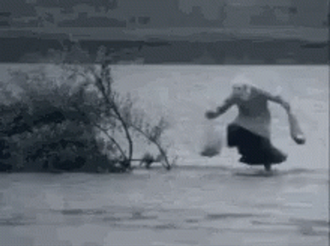 Creepy Guy Flood Funny Running GIF