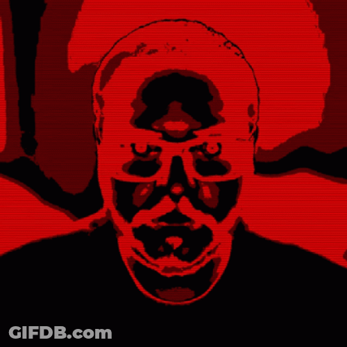 Creepy Psycho Man Smiling Red Face GIF