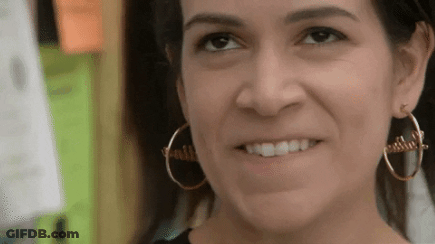 Creepy Smile Lady Is Flattered GIF
