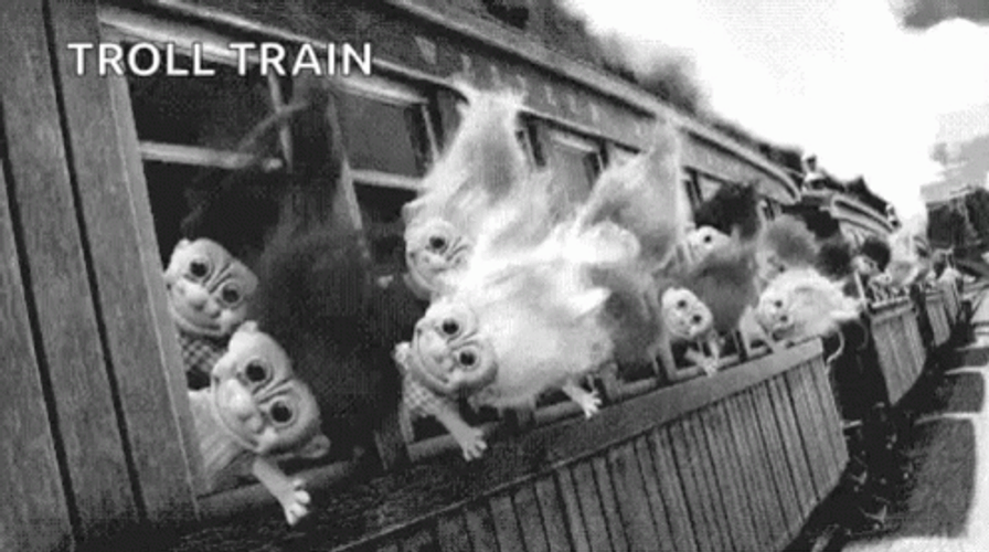 Creepy Troll Train Ride GIF