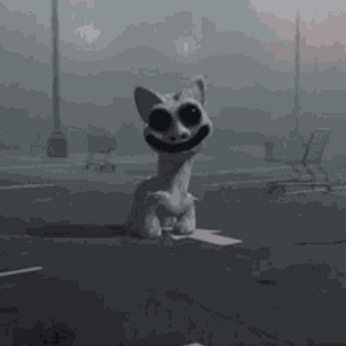 Creepy White Cartoon Cat GIF