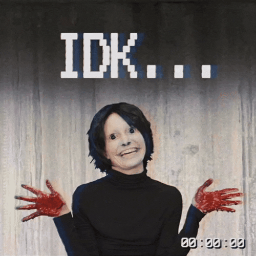 Creepy Woman Shrugs GIF