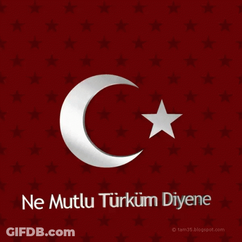Crescent Moon And Star On Red Background Ne Mutlu Turkum Diyene GIF