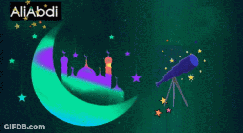 Crescent Moon And Telescope With Aliabdi GIF