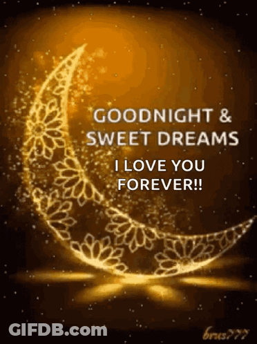 Crescent Moon Goodnight & Sweet Dreams I Love You Forever GIF