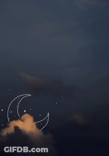 Crescent Moon On Cloudy Sky GIF