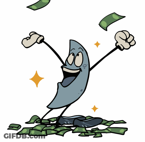 Crescent Moon Surrounded By Money GIF