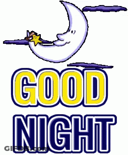Crescent Moon With Star Saying Good Night GIF
