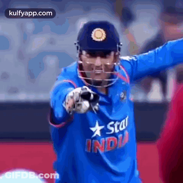 Cricket Player In Helmet And Blue India Shirt GIF