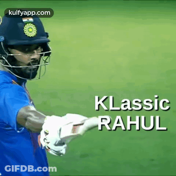 Cricket Player In Helmet And Gloves With Klassic Rahul GIF