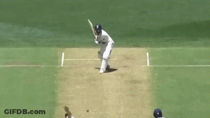 Cricket Player Swinging Bat At Wicket GIF
