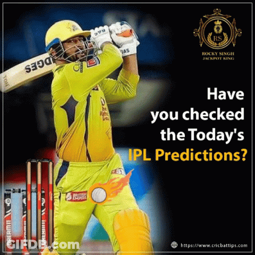 Cricket Player Swinging Bat Saying Have You Checked Today's IPL Predictions GIF