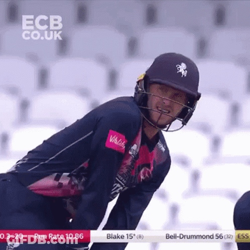 Cricket Player Wearing Helmet And Virgin Shirt GIF