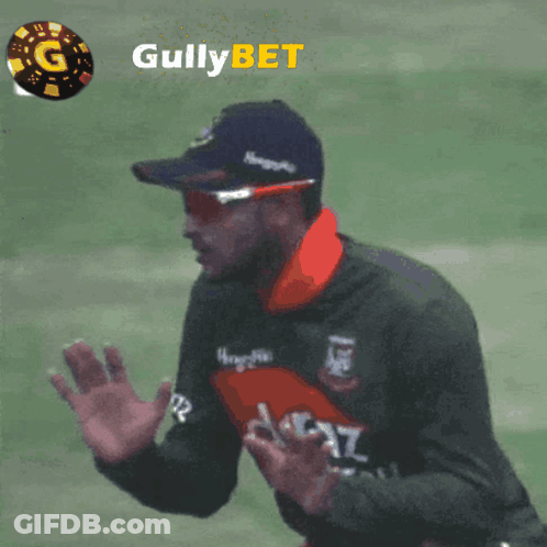 Cricket Player With Gullybet Logo GIF