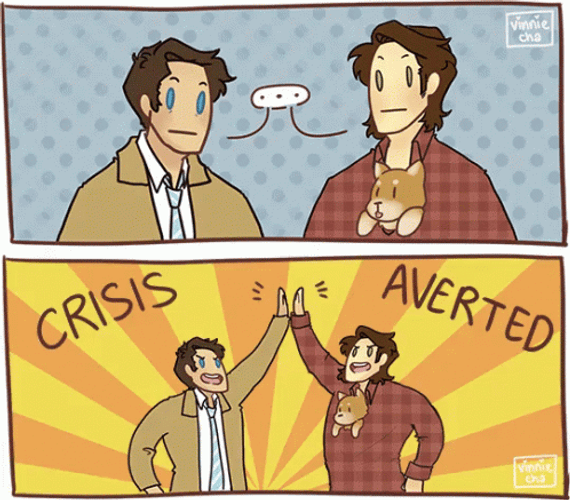 Crisis Averted Comic Characters High Five GIF