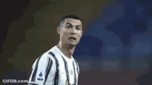 Cristiano Ronaldo Is Wearing A Striped Jeep Jersey And Making A Funny Face . GIF