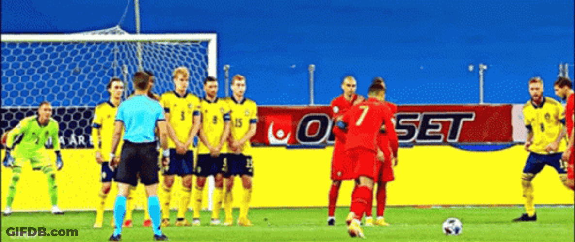 Cristiano Ronaldo Scoring A Free Kick Goal GIF