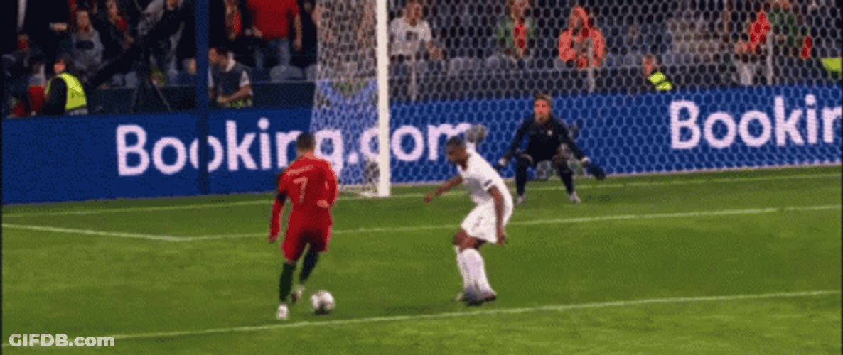 Cristiano Ronaldo Scoring A Goal  Against His Rival GIF