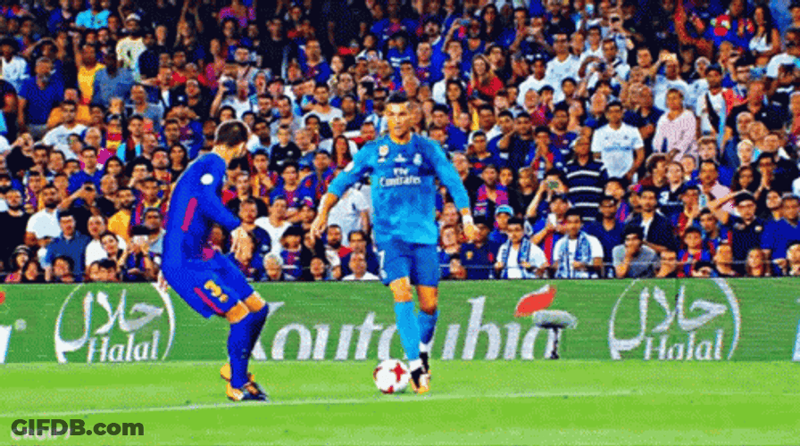 Cristiano Ronaldo Scoring A Goal Kick Blue Jersey GIF