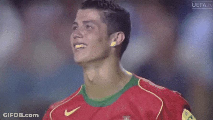 Cristiano Ronaldo Scoring A Goal Pout Lips Big Grin GIF