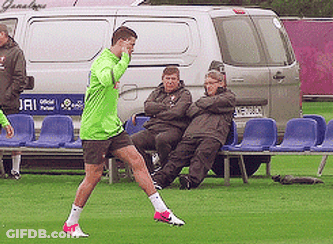 Cristiano Ronaldo Scoring A Goal Tip Toe While Hands Up GIF