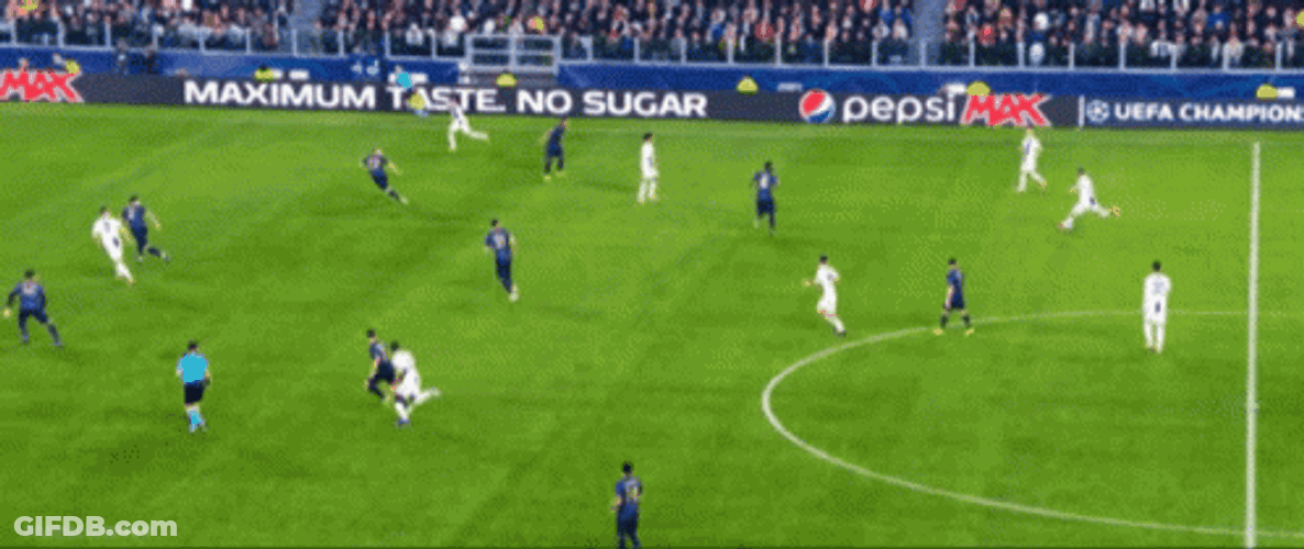 Cristiano Ronaldo Scoring A Tap In Goal In Blue Jersey GIF