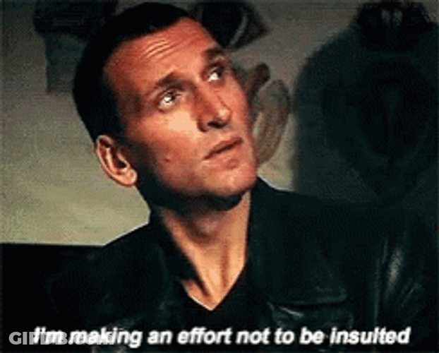 Cristopher Eccleston Trying Not To Be Offended GIF