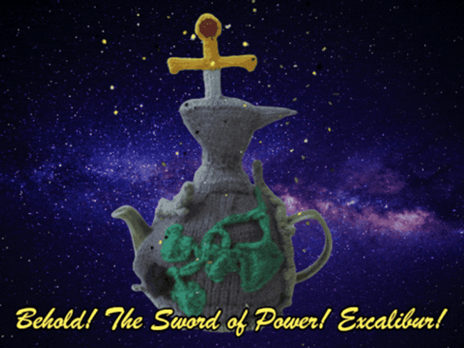 Crocheted Anvil Sword In The Skies GIF