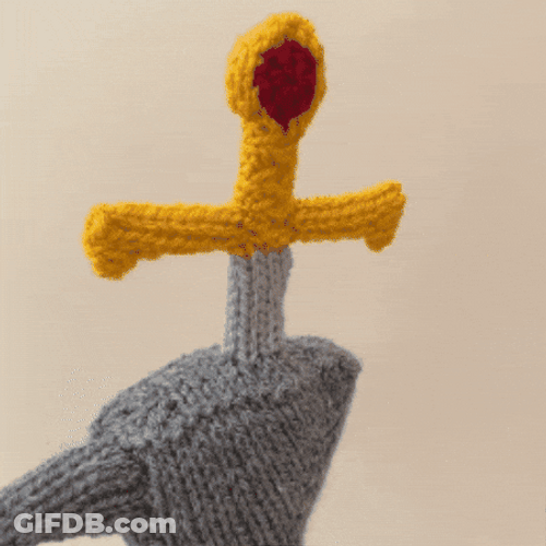 Crocheted Sword And Anvil GIF