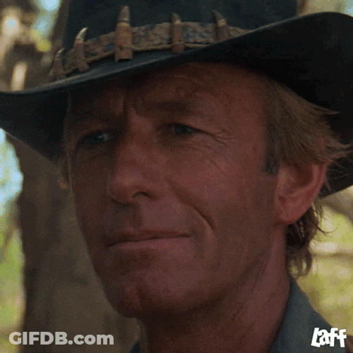 Crocodile Dundee Paul Hogan Throat Slit Gesture GIF