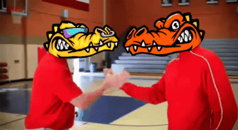 Crocodile Heads Shaking Hands GIF
